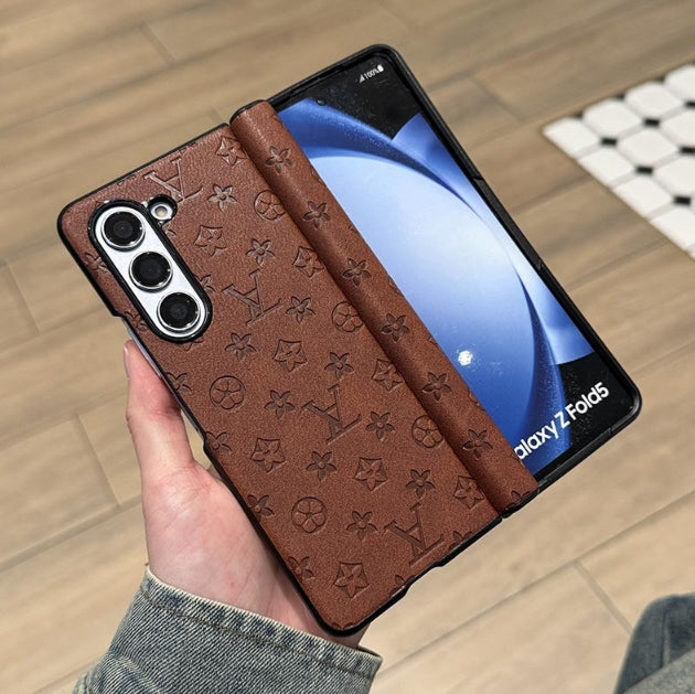 レトロ LV パターン センター シャフト Z FOLD 用保護ケース