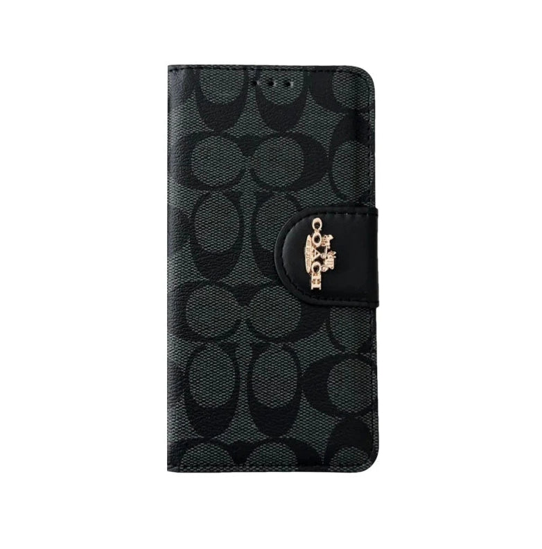 コーチ iPhone ケース レザー フリップケース カードホルダー付き