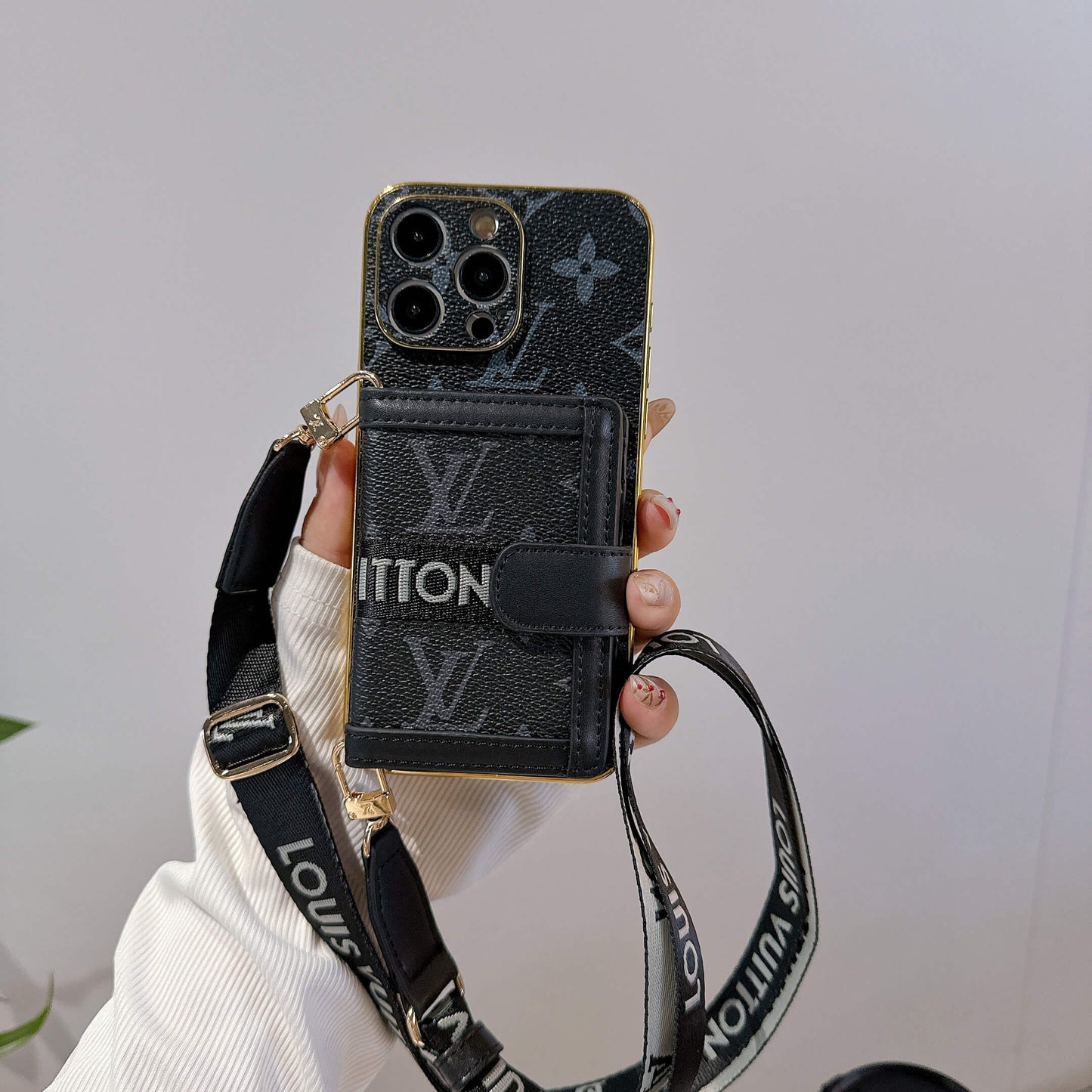 プレミアムLV新バージョン2.0: iPhoneレザーウォレットケース