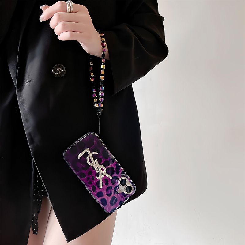 パープルレオパードダイヤモンドロゴブレスレットケース