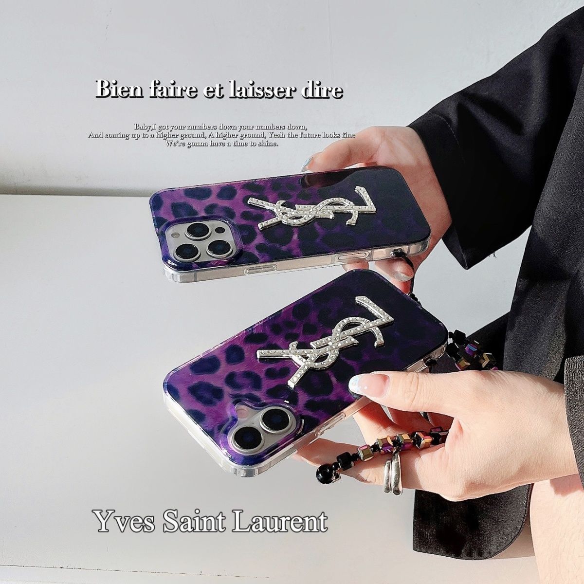 パープルレオパードダイヤモンドロゴブレスレットケース