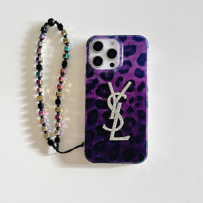 パープルレオパードダイヤモンドロゴブレスレットケース