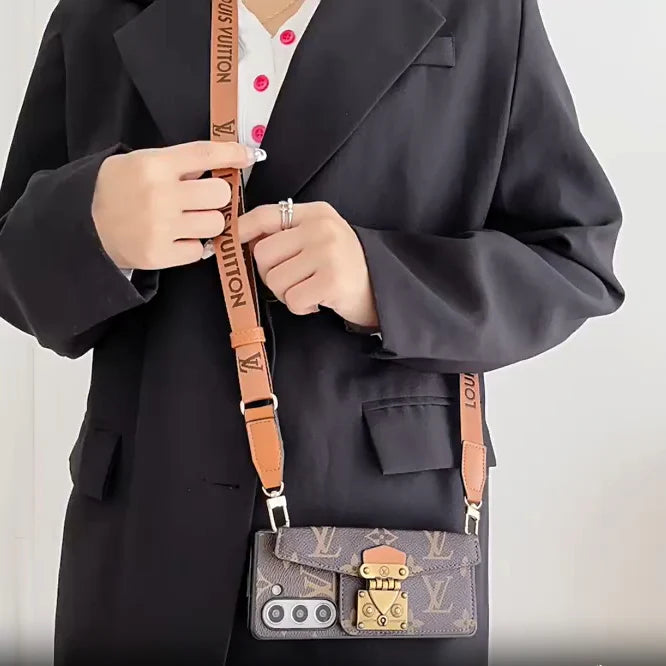 高級LVエンボスレザークロスボディコインケース折りたたみケース