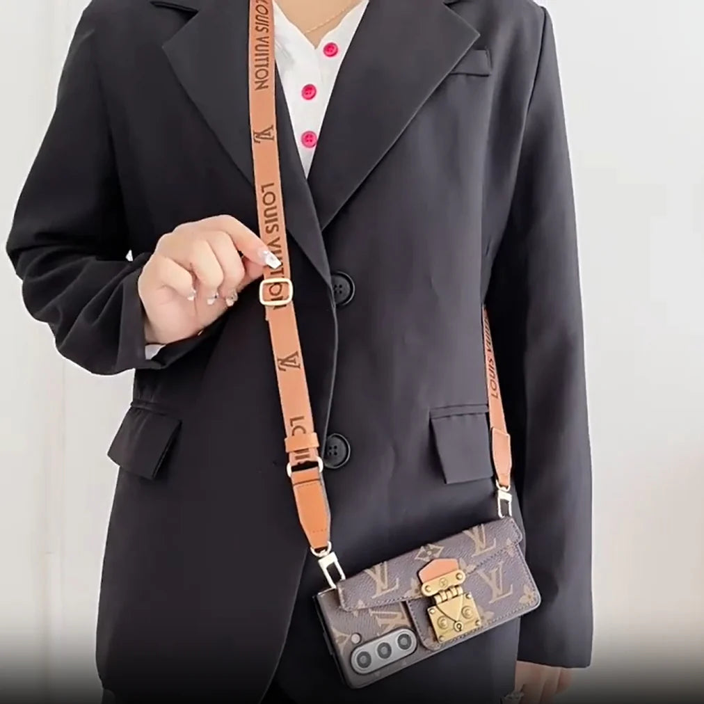 高級LVエンボスレザークロスボディコインケース折りたたみケース