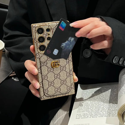 LV電気メッキレトロエンボスカードスロットケースSamsung用