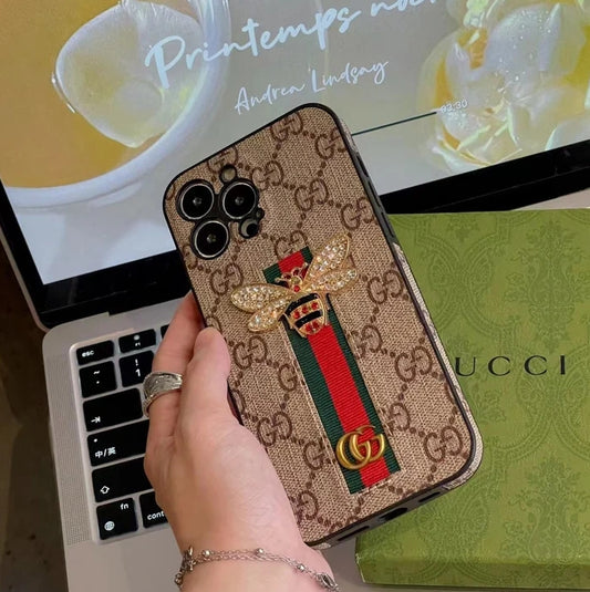 iPhone用高級グッチクリスタル蜂装飾ケース