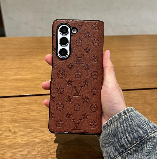 レトロ LV パターン センター シャフト Z FOLD 用保護ケース