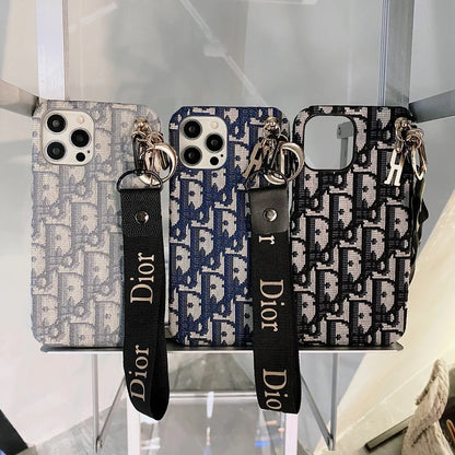 Dior iPhoneケース ストラップ付き ブラック