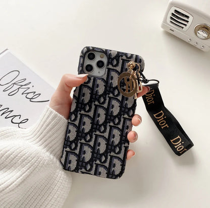 Dior iPhoneケース ストラップ付き ブラック