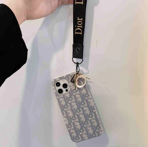 Dior iPhoneケース ストラップ付き ブラック