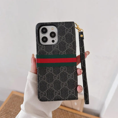 グッチ ウォレットケース iPhone ベージュ レザー iPhone用