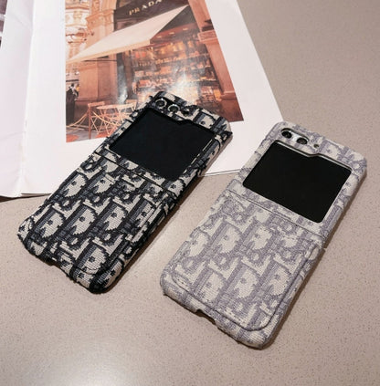 ディオール カード収納 刺繍入り 折りたたみ式 Samsung Z Flip 用 携帯電話ケース