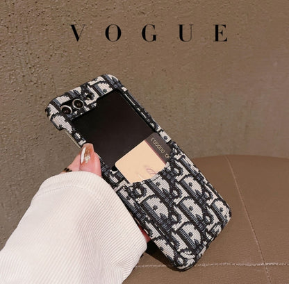 ディオール カード収納 刺繍入り 折りたたみ式 Samsung Z Flip 用 携帯電話ケース