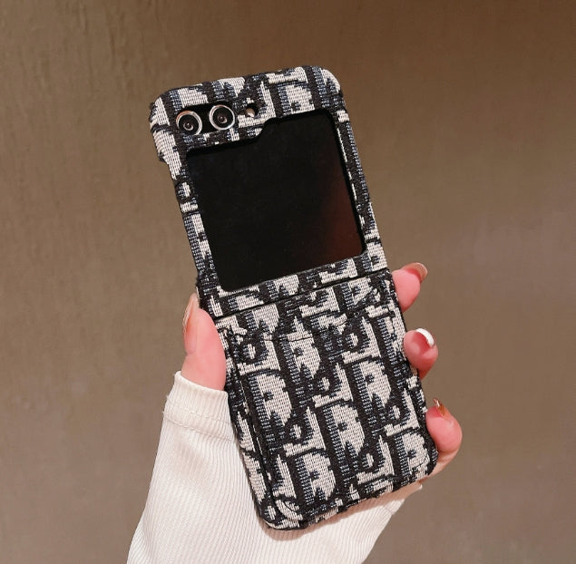 ディオール カード収納 刺繍入り 折りたたみ式 Samsung Z Flip 用 携帯電話ケース