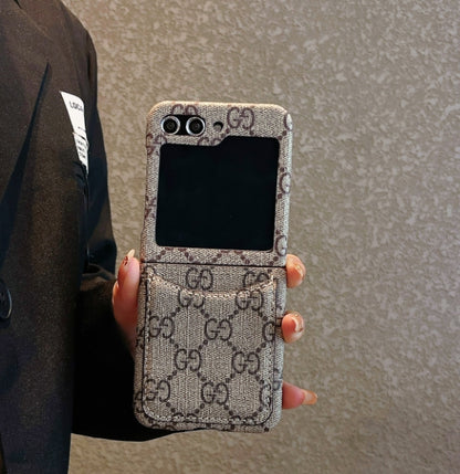 Samsung Z Flip 用 Gucci 高級レザー カードケース