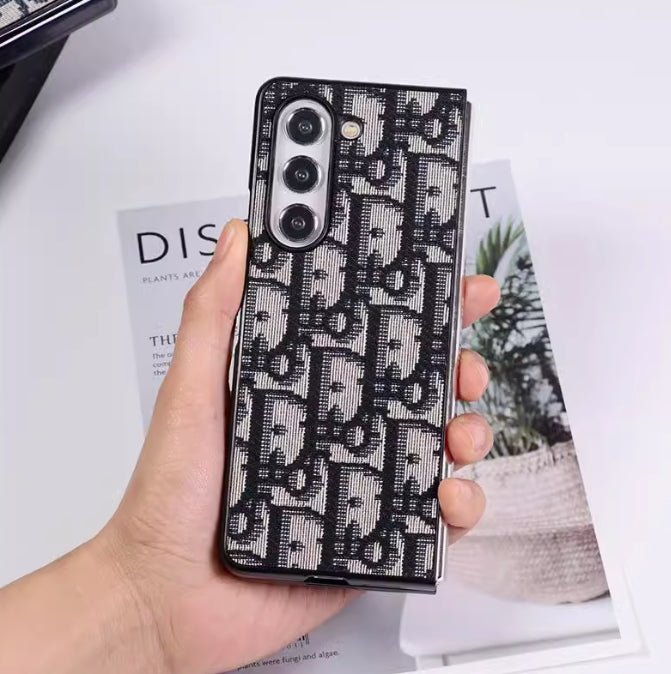Dior Samsung Z Fold用の刺繍入りファブリック電話ケース