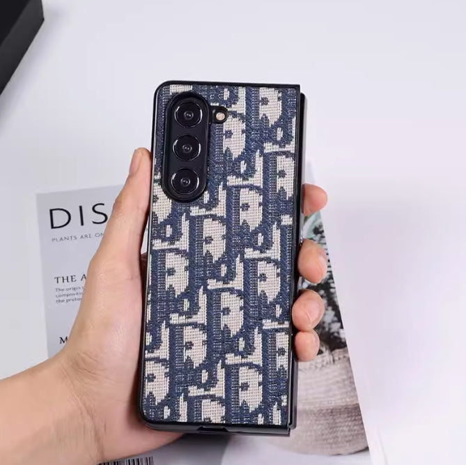 Dior Samsung Z Fold用の刺繍入りファブリック電話ケース