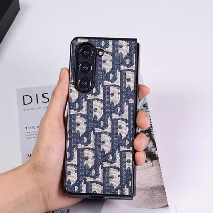 Dior Samsung Z Fold用の刺繍入りファブリック電話ケース
