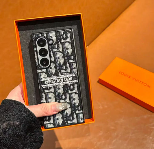 DIOR 刺繍入りファブリック電話ケース Samsung Z Fold 用