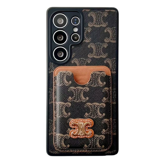 CELINE 高級レザーフォンケース プラグインカード付き