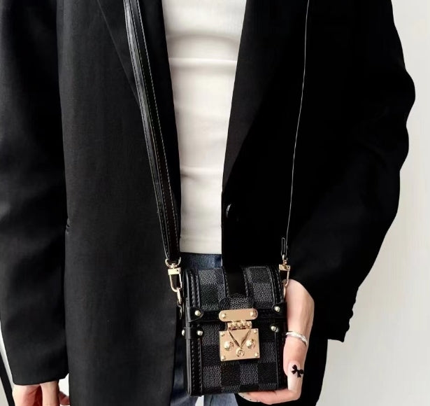 Samsung Galaxy Z Flip シリーズ用ストラップ付き LV 人気レトロレザー フォンバッグ