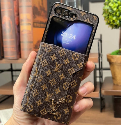 高級 LV ウォレットケース - Samsung z Flip シリーズ用デザイナー風 PU レザーカバー
