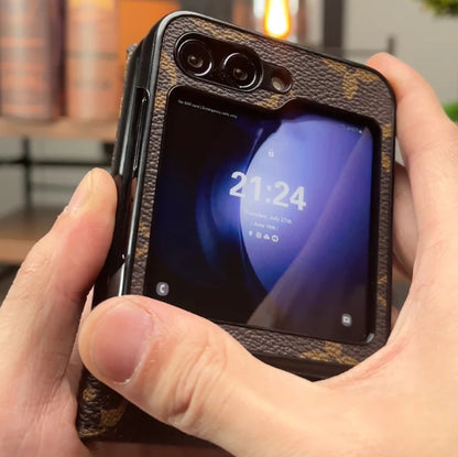 高級 LV ウォレットケース - Samsung z Flip シリーズ用デザイナー風 PU レザーカバー