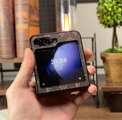 高級 LV ウォレットケース - Samsung z Flip シリーズ用デザイナー風 PU レザーカバー