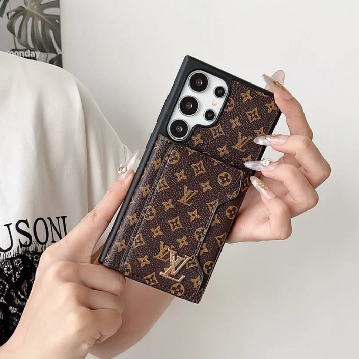 高級 LV モノグラム ウォレットケース - Samsung Galaxy 用プレミアム Pu レザー