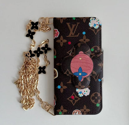 iPhone用高級LVフリップチェーン電話ケース