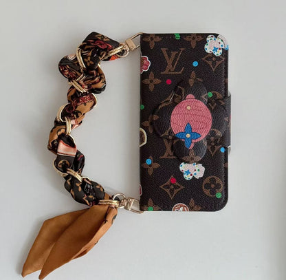 iPhone用高級LVフリップチェーン電話ケース