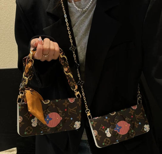 iPhone用高級LVフリップチェーン電話ケース