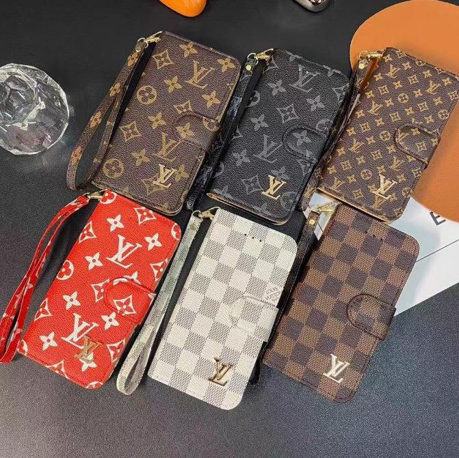 新品 LV ウォレットケース ブラウンレザー iPhone用