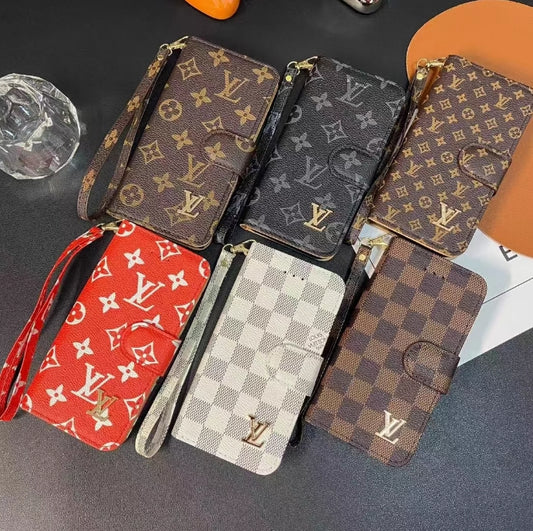 新品 LV ウォレットケース ブラウンレザー iPhone用