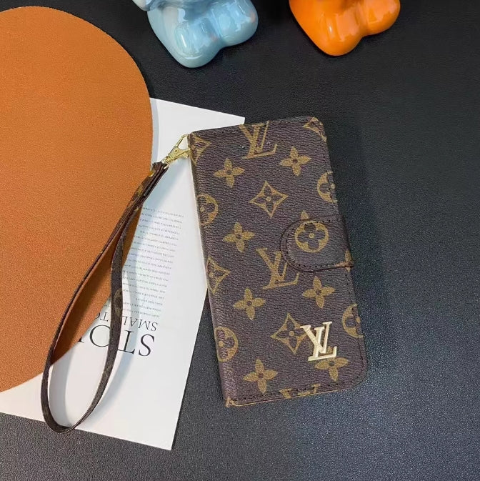 新品 LV ウォレットケース ブラウンレザー iPhone用
