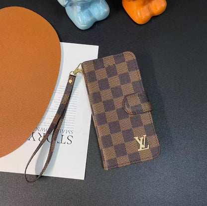 新品 LV ウォレットケース ブラウンレザー iPhone用