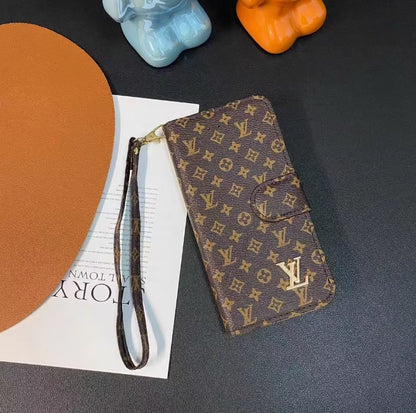 新品 LV ウォレットケース ブラウンレザー iPhone用