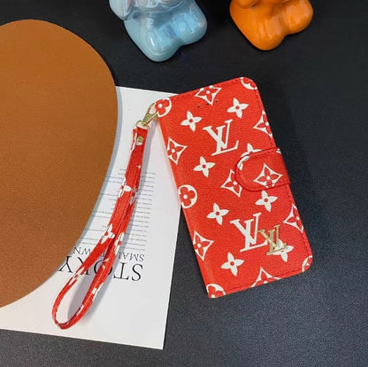 新品 LV ウォレットケース ブラウンレザー iPhone用