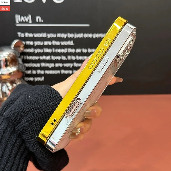 光沢のあるスタイリッシュな電気メッキエンボス加工の iPhone 用ケース