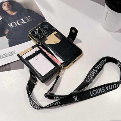 プレミアムLV新バージョン2.0: iPhoneレザーウォレットケース