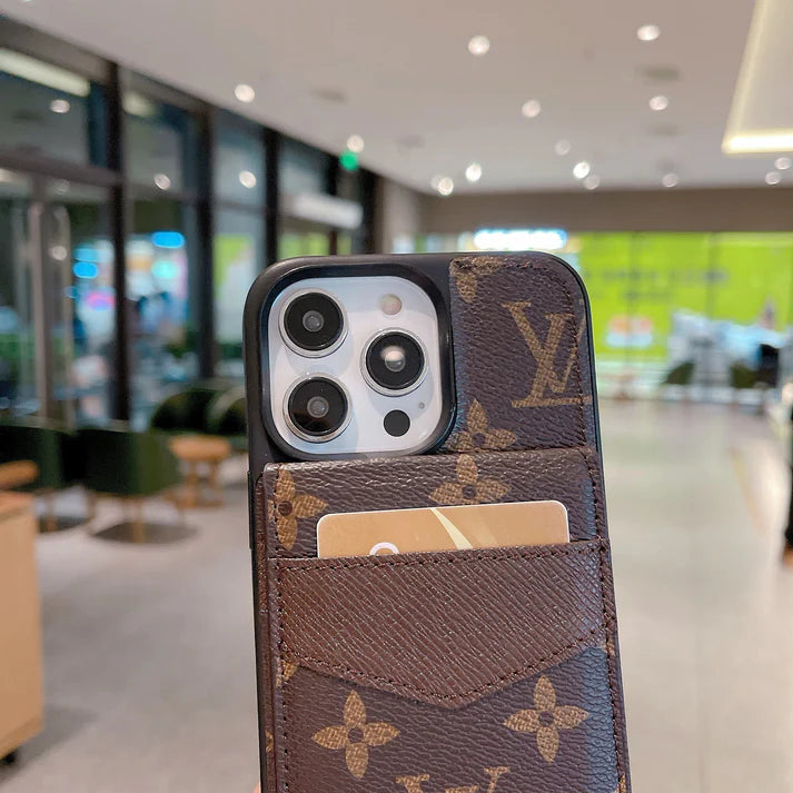 カードホルダー付き高級iPhone用レザーケース - 2-in-1デザイン