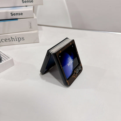 ラグジュアリー LV シリーズ:Z Flipシリーズ用プレミアムLVレザーケース