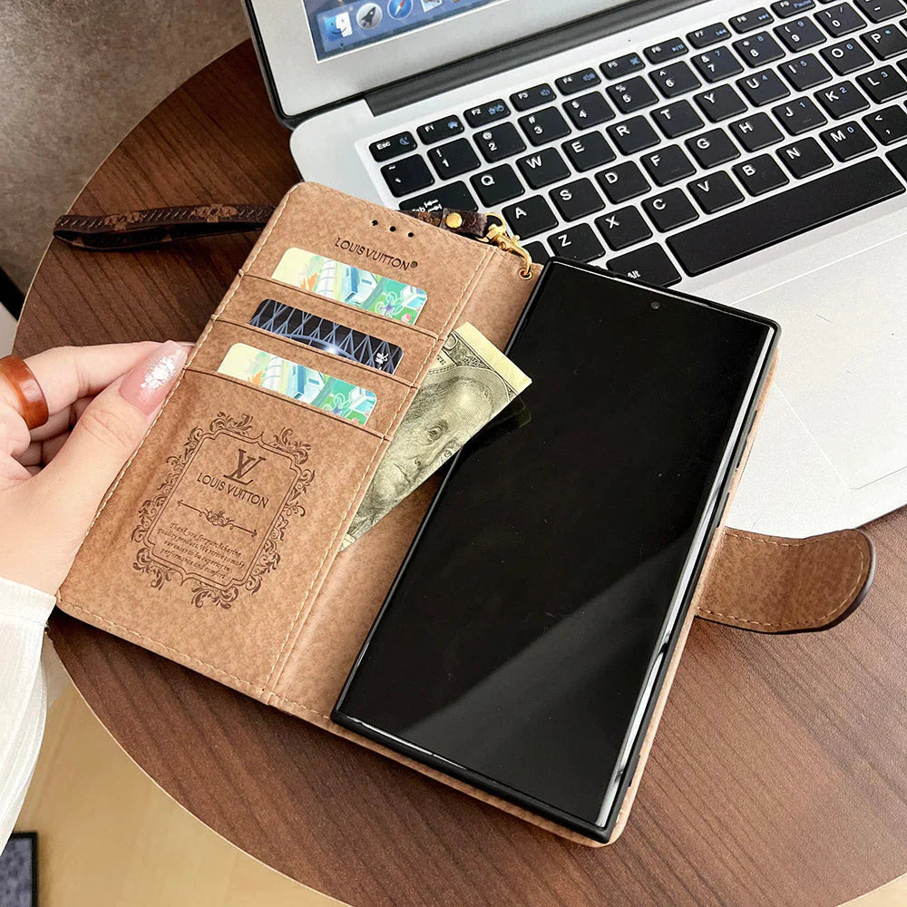 LV ウォレットケース ブラウンレザー Samsung用