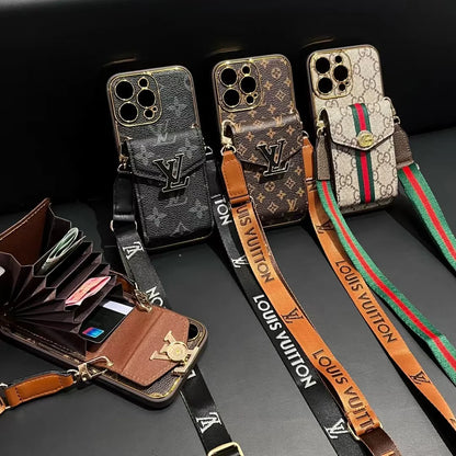 電気メッキの大きなロゴカードホルダー iPhone用クロスボディケース