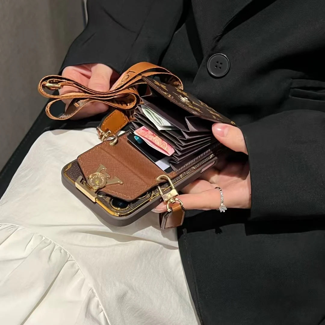 電気メッキの大きなロゴカードホルダー iPhone用クロスボディケース